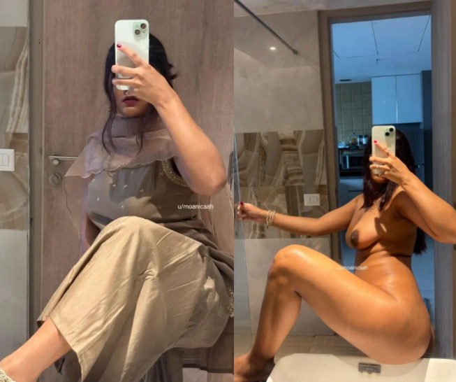 Indian Model “Moanicaah” Shares Bathroom Nude Selfie Photo